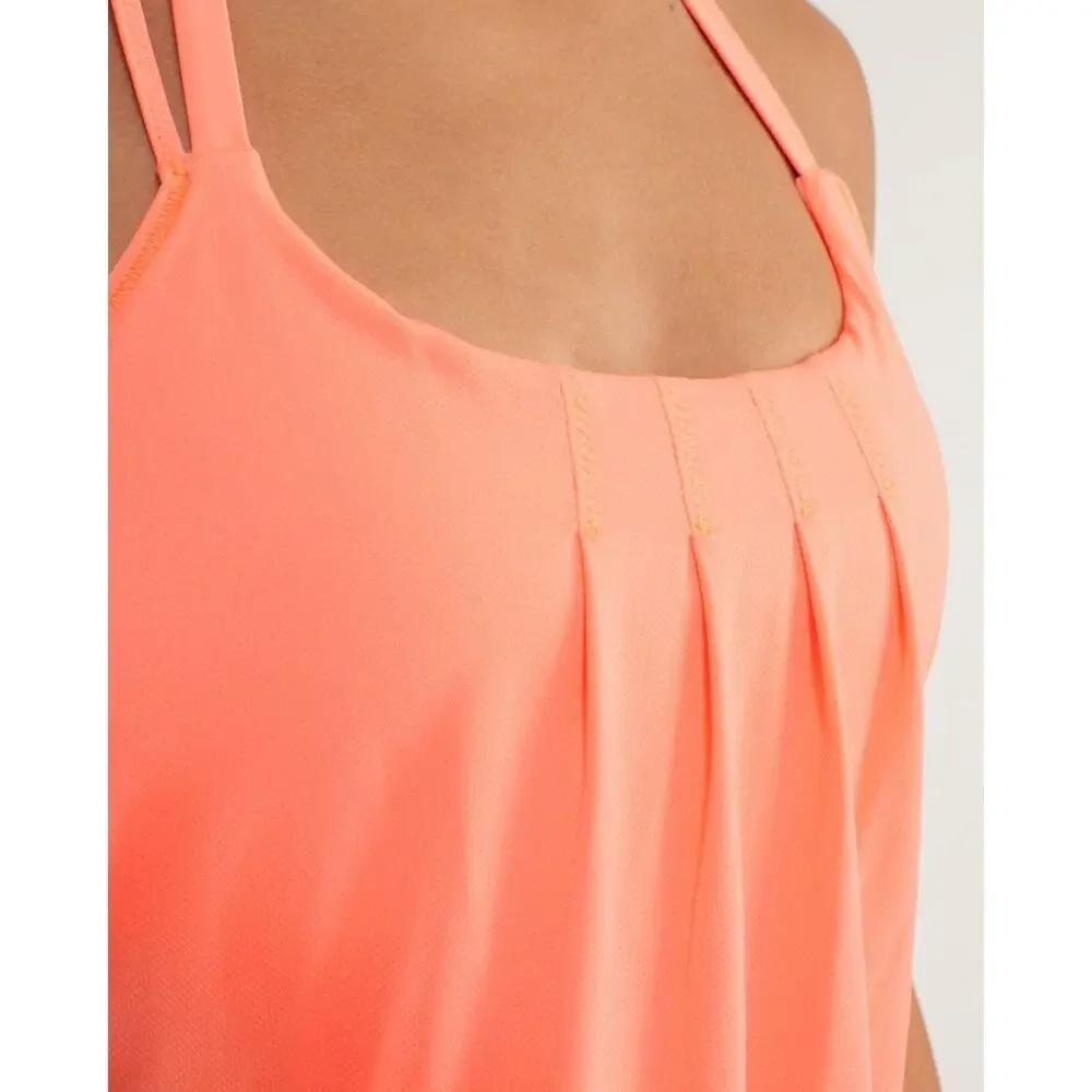 Lululemon Athletica Flow And Go Tank II Pop Orange Built in Bra Halter Yoga 8